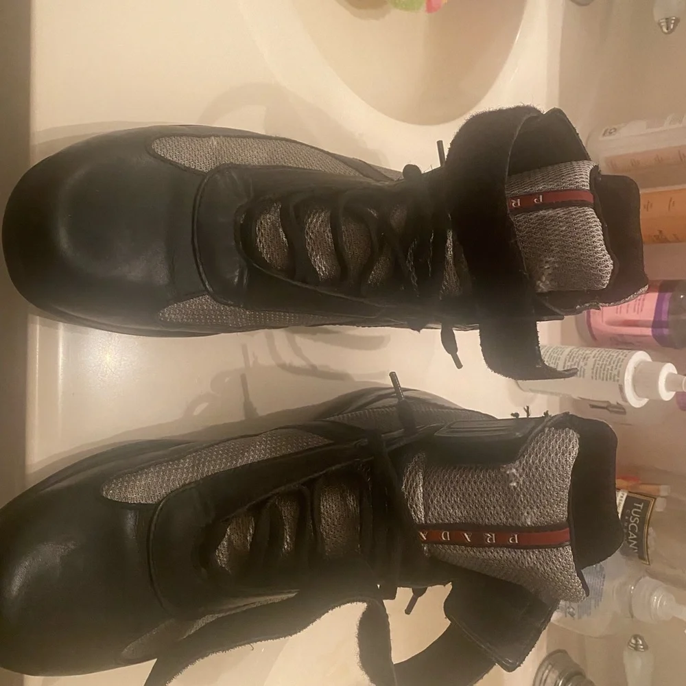 Prada high top sneakers/Boots.Black and Grey Size 11 - Picture 2 of 16